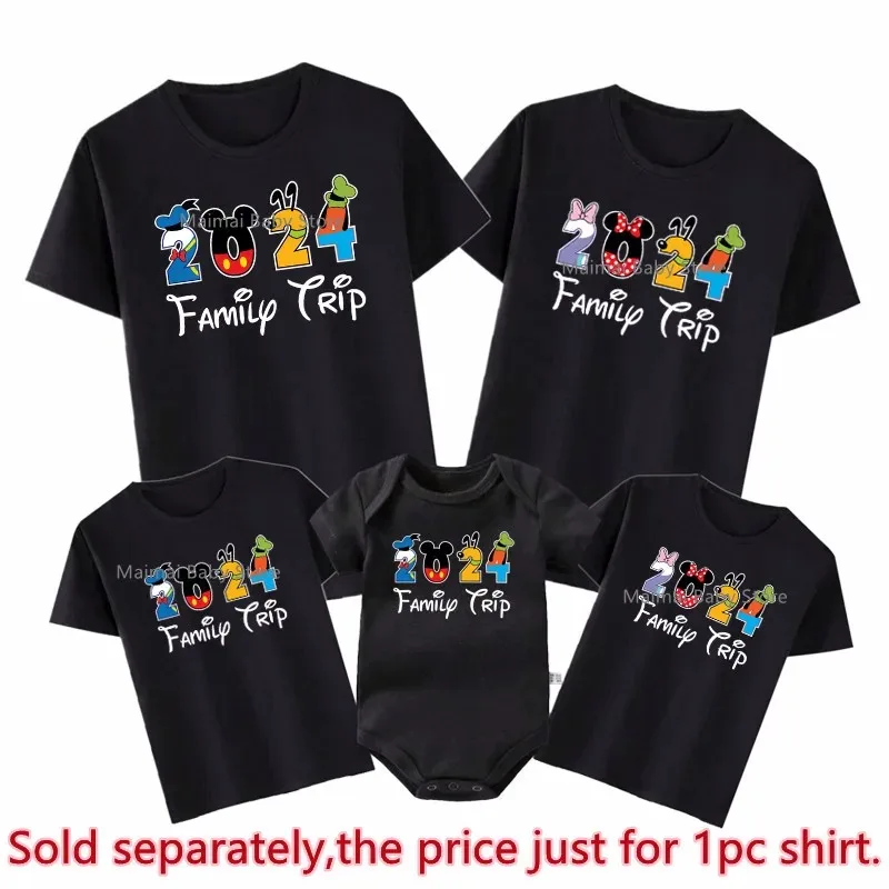 2024 Family Trip Shirt Fun Mickey Minnie Family matching costume Watch Disney Trip Dad Mom Kid T-shirt Family dress costume