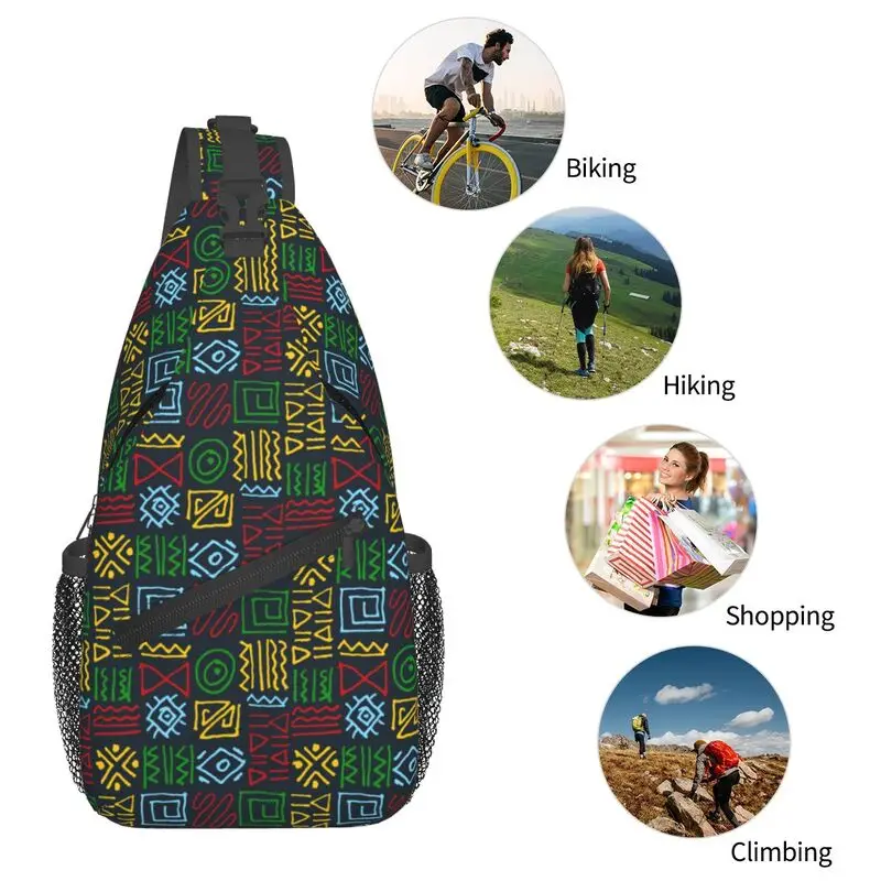 Sac de poitrine à motif africain pour hommes et femmes, sac à bandoulière oblique, carillon à la mode, initié au sport et aux loisirs