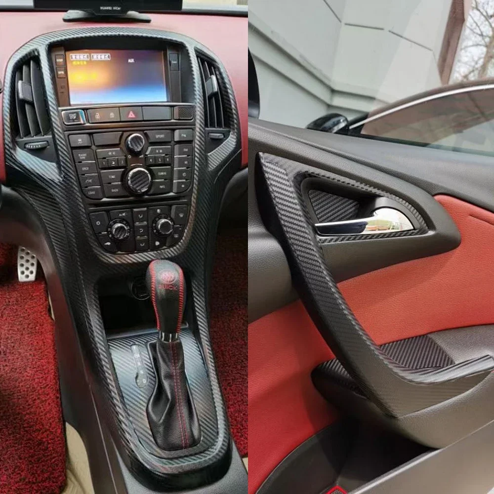 Car-Styling Włókno węglowe Wnętrze samochodu Konsola środkowa Zmiana koloru Naklejki Naklejki Do Opel Astra j P10 Buick Excelle GT
