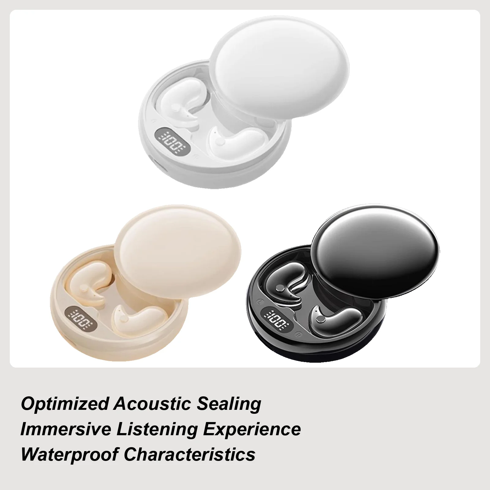 غير مرئية النوم سماعات الأذن سماعات أذن صغيرة غير مرئية للنوم قابلة للشحن الأذن براعم LED عرض سدادة الأذن للرجال والنساء