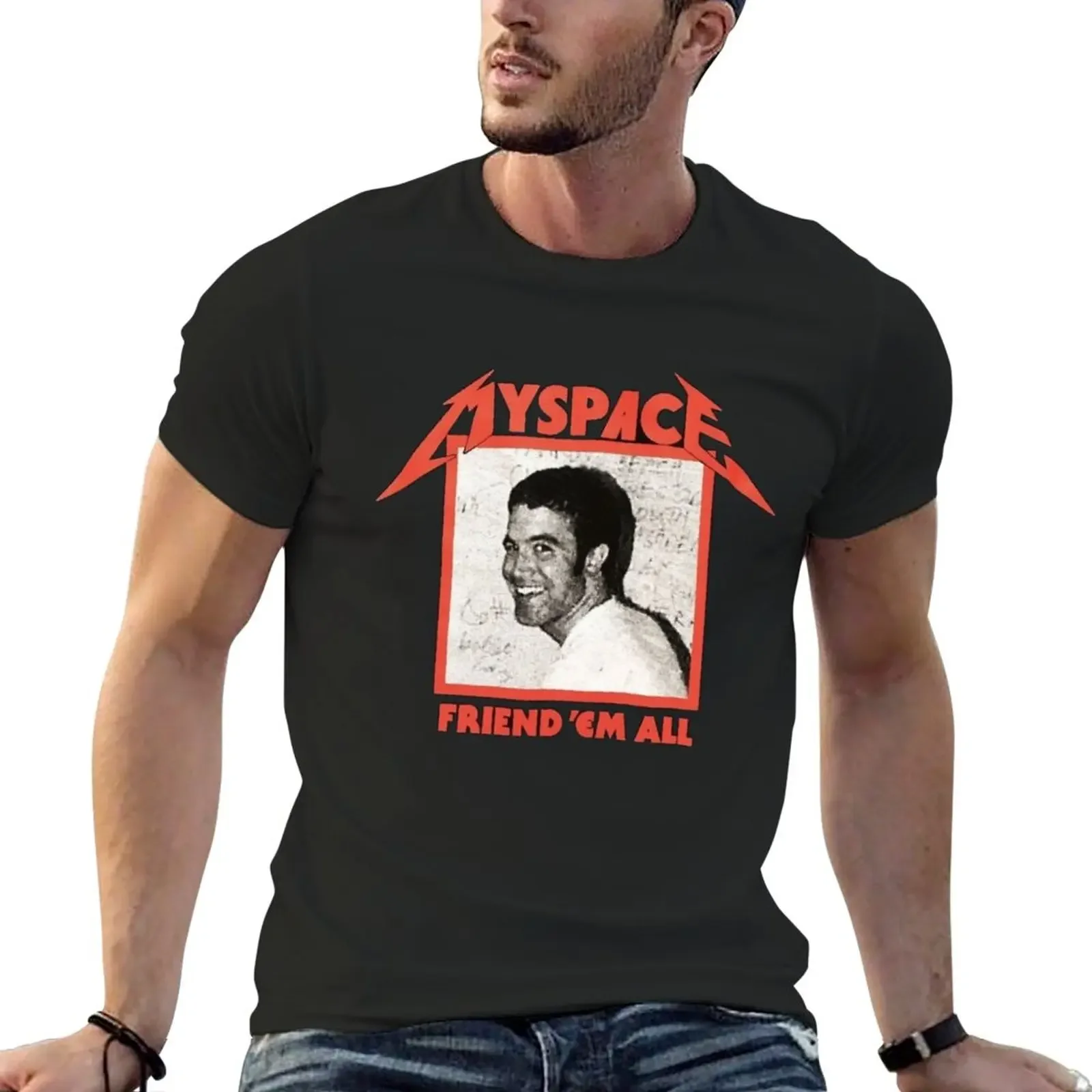 New Myspace FRIEND 'EM ALL T-Shirt custom t shirt plus size tops cute tops Men's cotton t-shirt