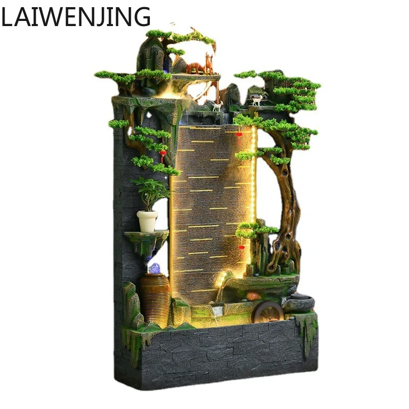 

HLZ Artificial Mountain Water Fountain Circulating Water Curtain Wall Screen Landscape Decoration Living Room Floor Ornament