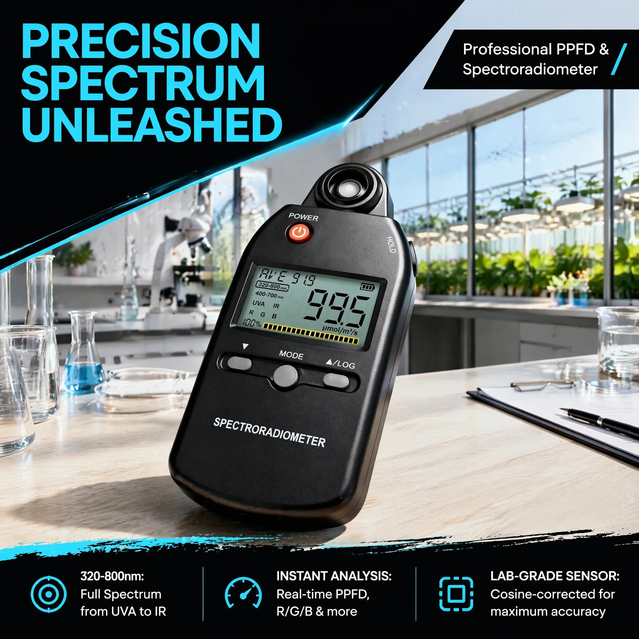 Marine Aquarium Par Meter - Medidor de Luz PAR PPFD 0-5000