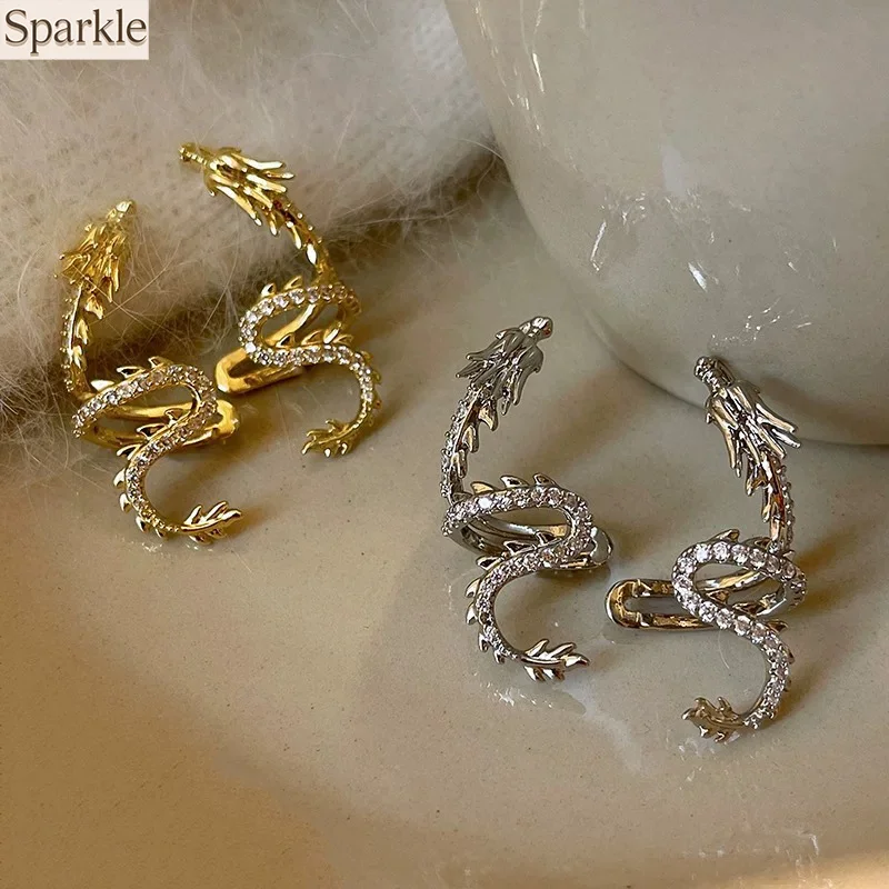 

Chinese Zodiac Dragon Ear Cuffs Zircon Minimalist Ethnic No Piercing Ear Bone Clips Fashion Creative Ear Jewelry for Women Men