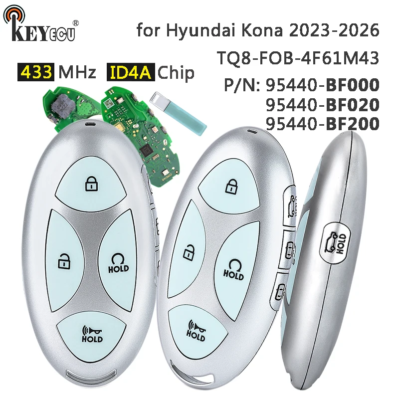 

KEYECU 433MHz ID4A Chip 95440-BF000 95440-BF020 95440-BF200 Keyless-Go Smart Remote Key Fob for Hyundai Kona 2024 2025 2026