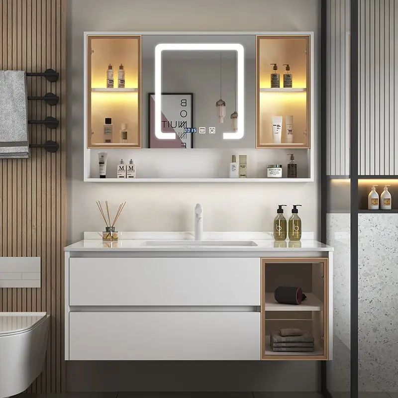 Bathroom Cabinet Sinks 65cm-115c Furniture Wash Basin Solid Wood Home Combination Bathroom Bathroom Smart Wash Basin