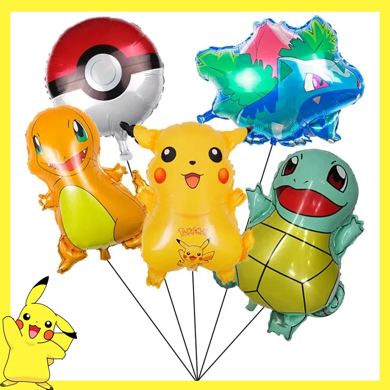 Pokemon Verjaardagsfeestje Decoratie Pikachu Wegwerp Servies Cup Servet Plaat Tafelkleed Baby Douche Cake Topper Vlag Ballonnen
