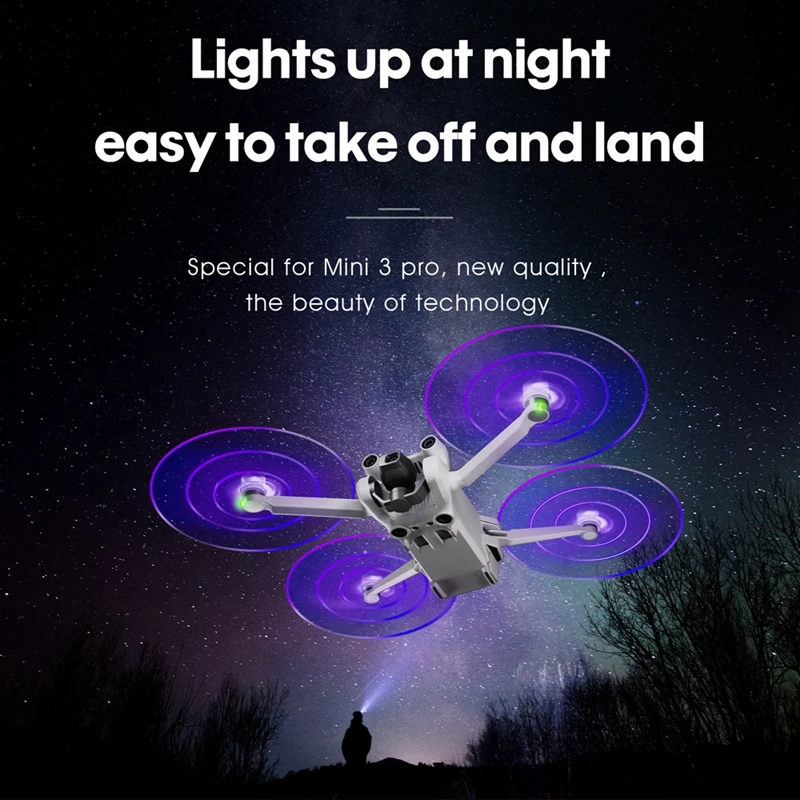 for DJI Mini 3 Pro LED Flash Propeller Low Noise Rechargeable 6030F Quick-release Props Night Flying Mini 3Pro Drone Accessories