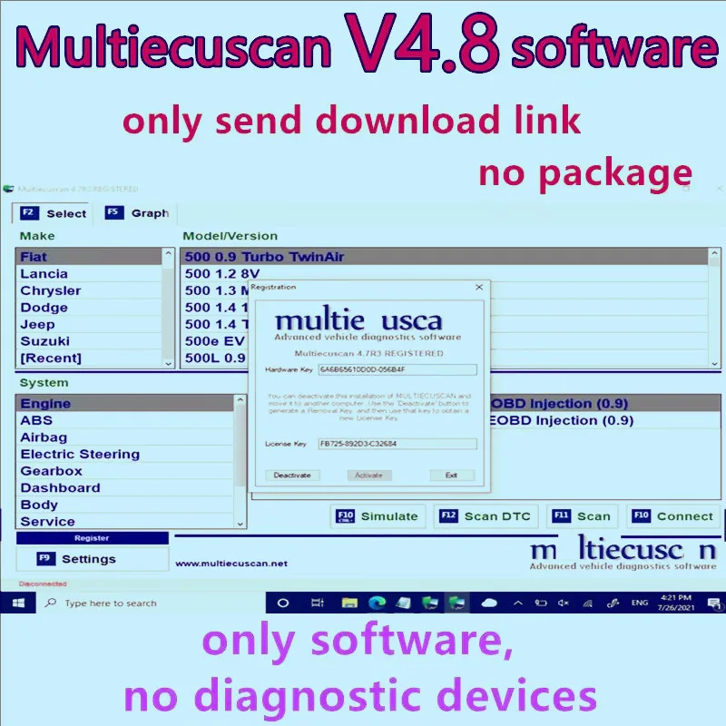 

Автомобильный сканер Multiecuscan V4.8, полная версия для Fiat/Chrysler/Dodge/Jeep/Suzuki, программное обеспечение + видеоинструкция по установке