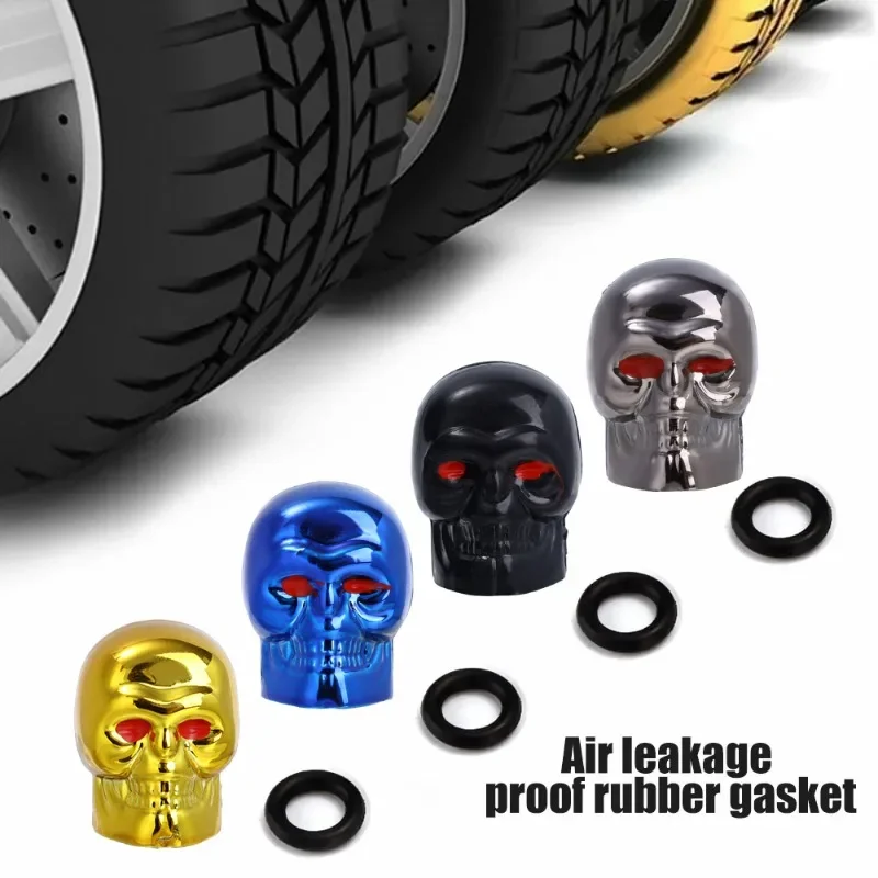 Skull Valve Cap Universal Car Rust-proof Copper Core Tire Valve Stem Cap Motorcycle Bicycle Car Wheel Tire Valve Cap Accessories