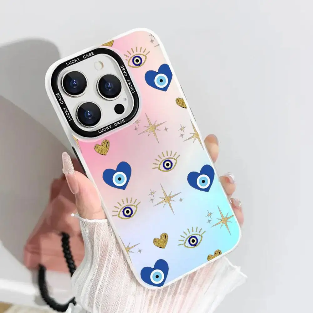 1pc Eye Star Phone Case Laser IMD Color Silver Shell For IPhone 17 16 15 14 13 12 11 Air Pro Max Plus