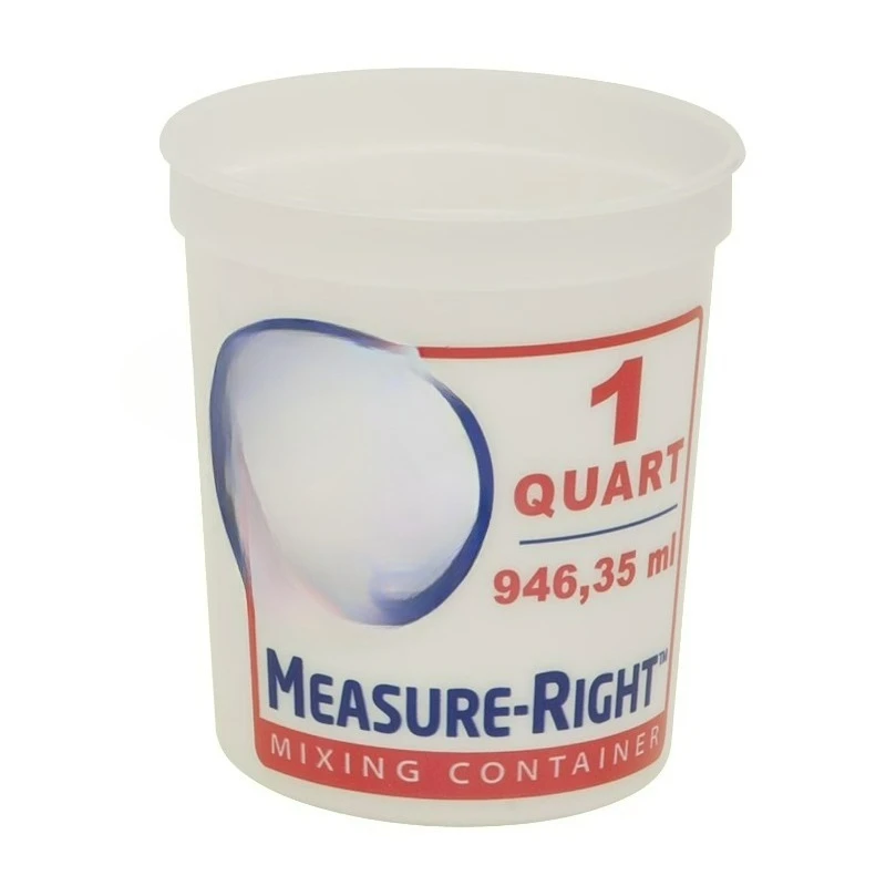 1 Quart Round Measure Right Plastic Mixing Container, Clear, 1 Each