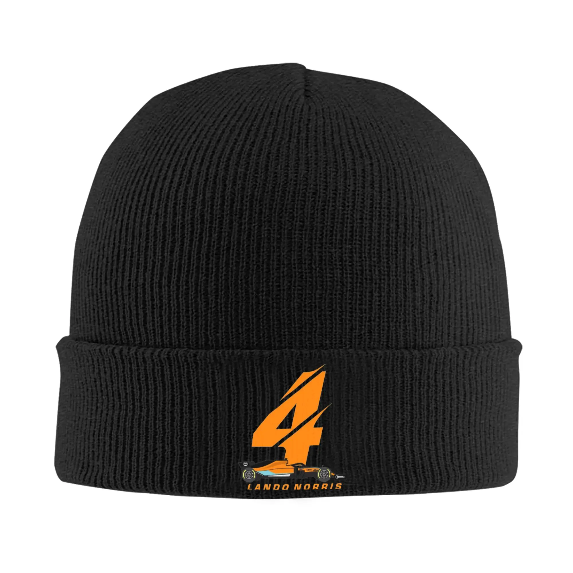 Czapka dziergana Lando Norris 4 Racing Car, czapka beanie, jesienno-zimowa, ciepła, unisex, kolorowa czapka wyścigowa, prezent dla mężczyzn i kobiet.
