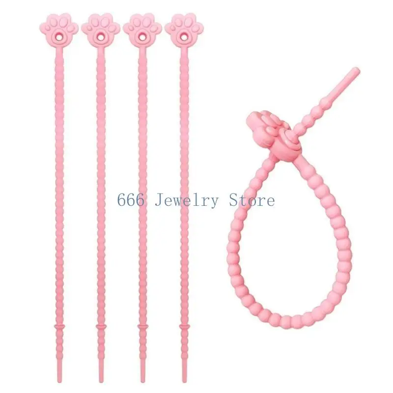 F2TD 5 Pieces Sturdy Silicone Cable Ties Set Easy to Use Rubber Twist Ties Accessory for Wire Management in Multiple Color