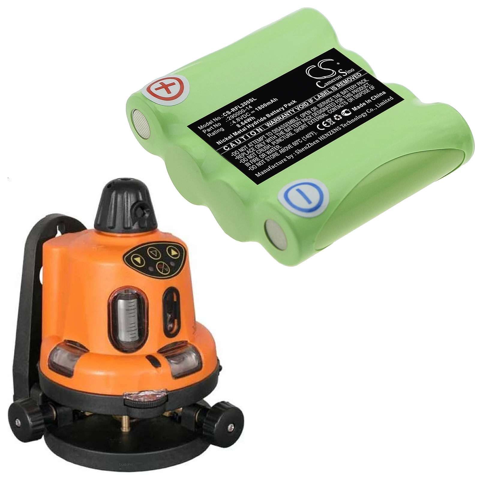 

GreenBattery CameronSino 1800mAh 4.8V 8.64Wh Equipment,Survey,Test Ni-MH Battery for Geo-Fennel 290000-14 Rotationslaser FL 200A