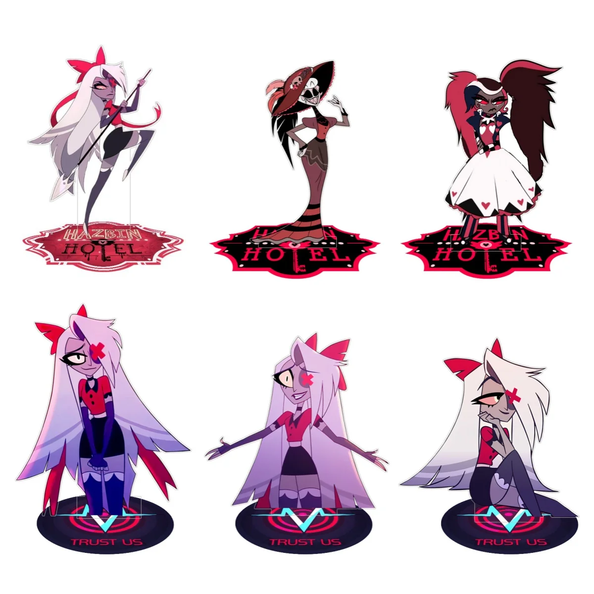 Standing Sign for Hazbin Hotel Velvette Rosie Vaggie Alastor Acrylic Desktop Stand Decorating Self Made Collection Toy Fans Gift
