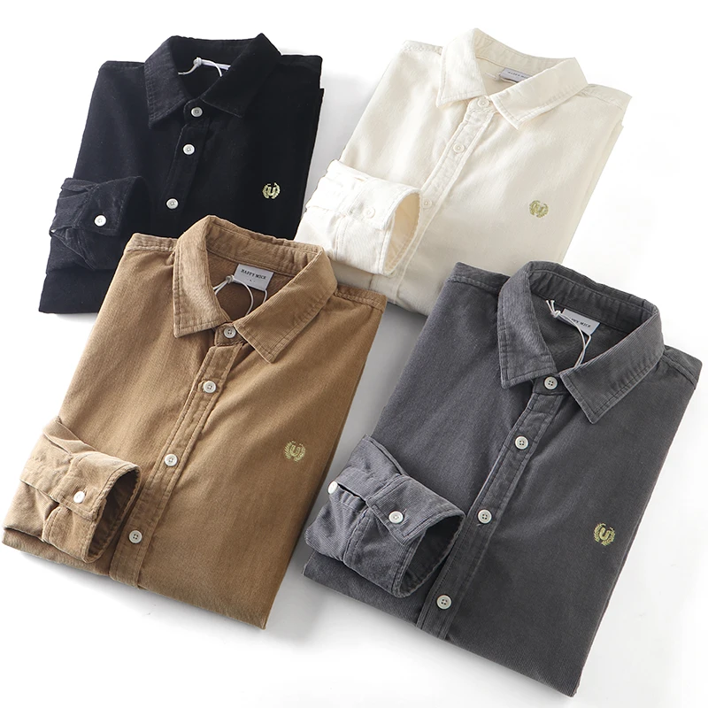 

Мужская повседневная рубашка из хлопкового фланеля с вышивкой, длинный рукав, мягкая, приятная к коже, весенняя, приталенный крой