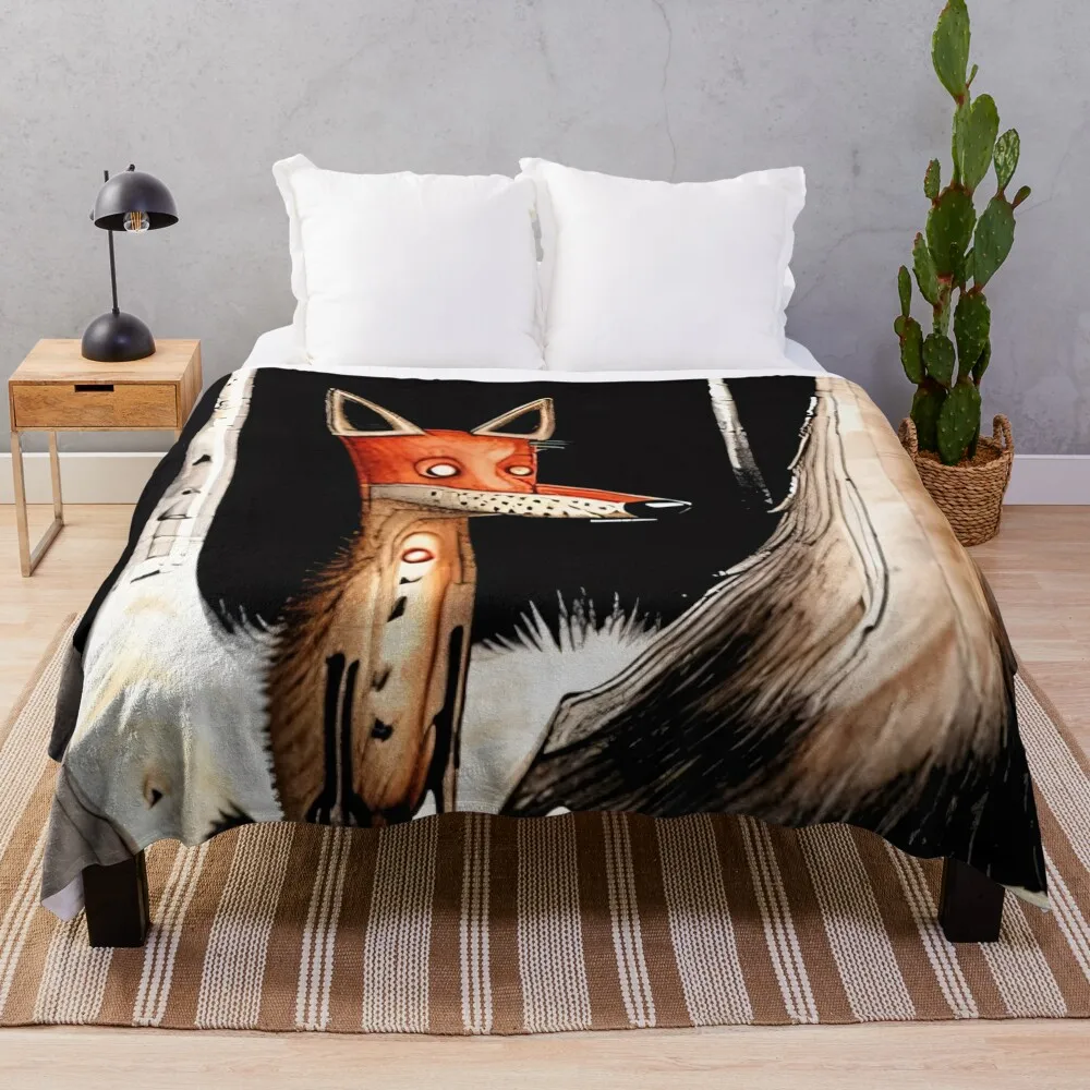 Fox stands in the forest Throw Blanket Decorative Sofas wednesday blankets ands Blankets