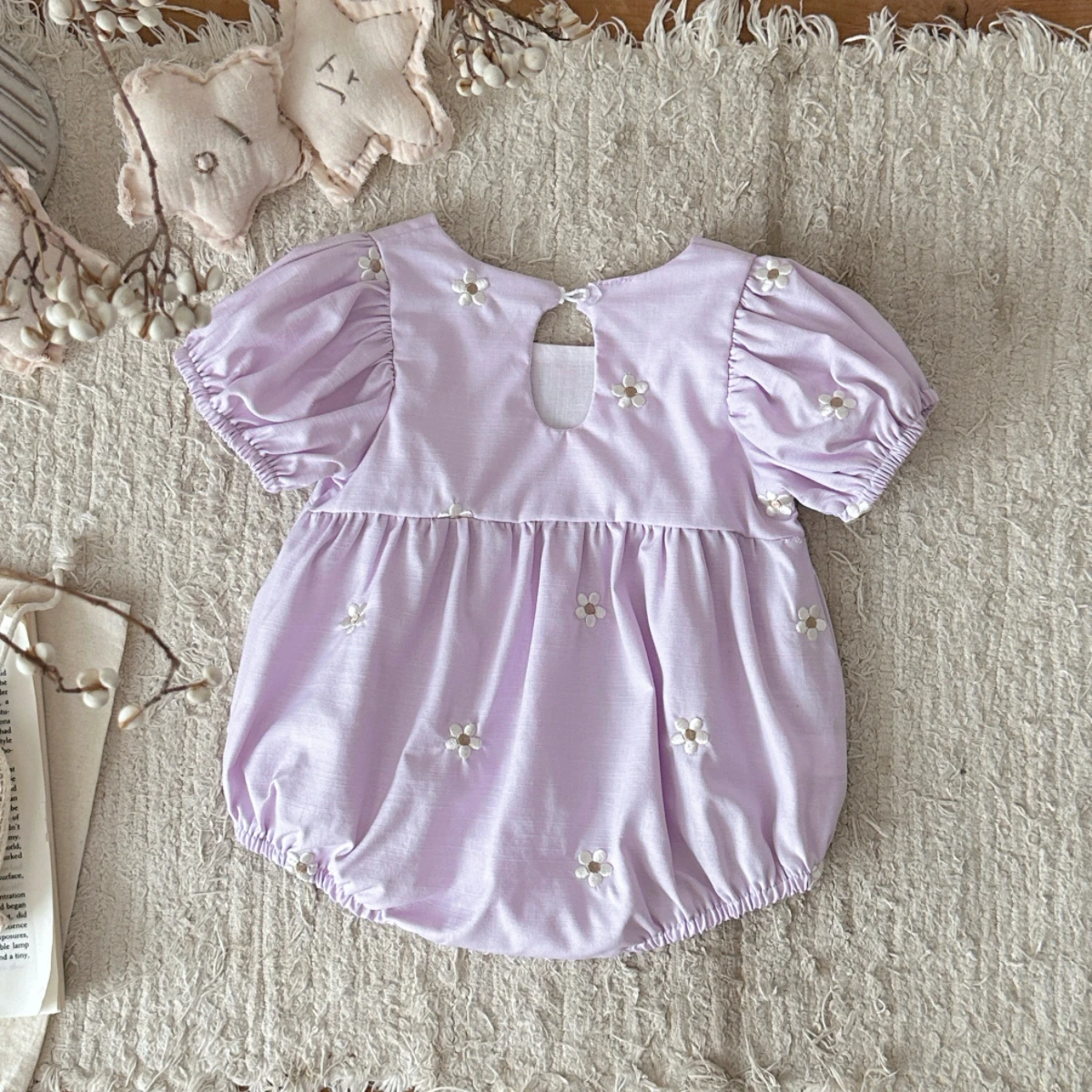 Sweet Style Summer Lightweight Baby Trendy Floral Embroidery One-Piece Dress for Girls, Children's One-Piece Casual Wear 0-18M