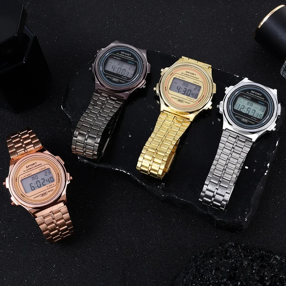 Luxury LED Digtal Watch Unisex Watches Steel Strap Men Wristwatches Waterproof Multifunction Sports Wrist Watch Electronic Clock