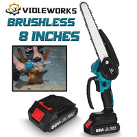 VIOLEWORKS 8 Inch 3000W Brushless Handheld Portable Electric Saw Chainsaw Pruning Saws Woodworking Cutting Tool For Mak Battery