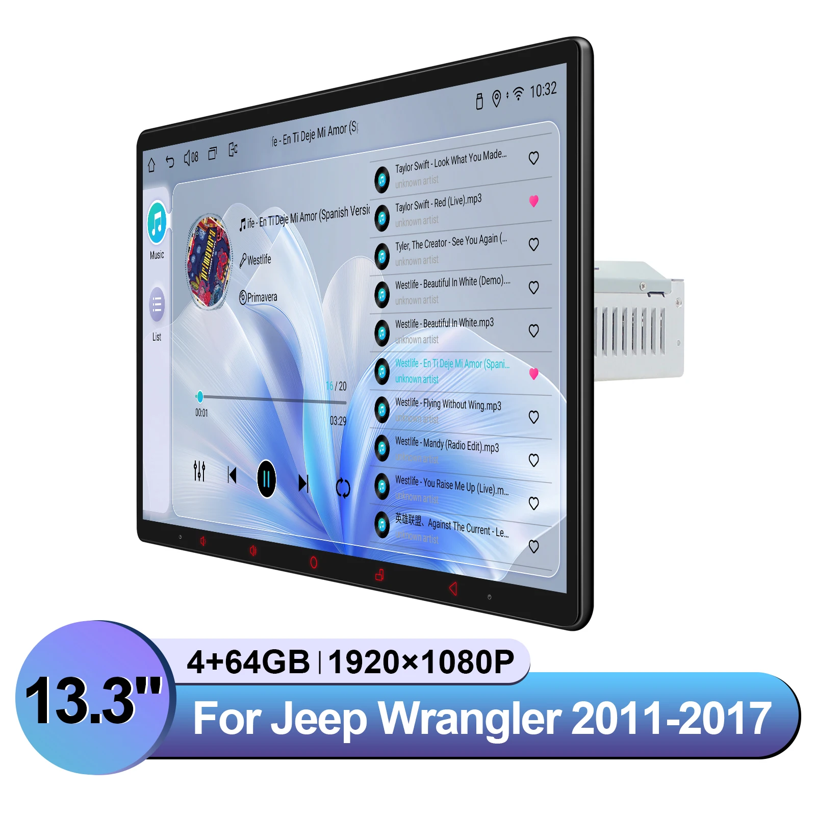 Joying Car Radio for Jeep Wrangler JK 2011-2018 Upgrade Android 13 Floating Stereo 8.9\