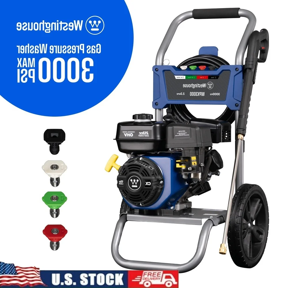 

3000 PSI Gas Pressure Washer 2.3 GPM with 4 Quick Connect Nozzles Deep Cleaning Home Siding Cars Patios and More