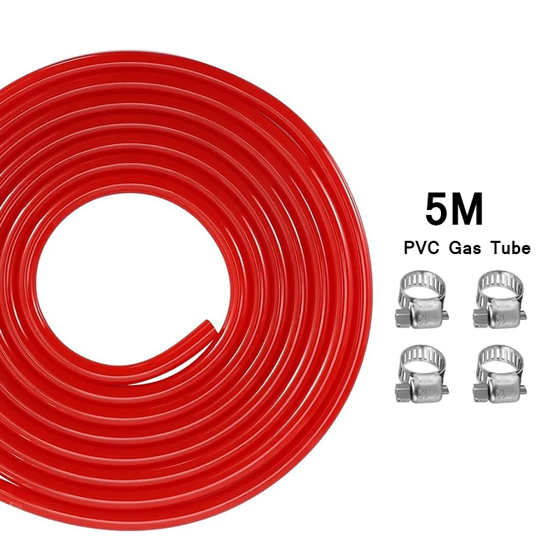 Kegerator Co2 Gas Line , 5M Co2 Tube Hose for Co2 dispensing, 5/16’’ID PVC Gas Hose with 4Pcs Tube Clamps for Beer Brewing