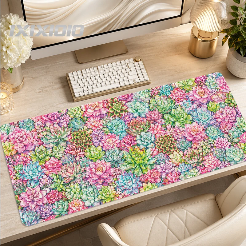 Beautiful Colorful Succulents Mouse Pad Gamer XL Custom Computer Large Mousepad XXL Mouse Mat Office Desktop Mouse Pad