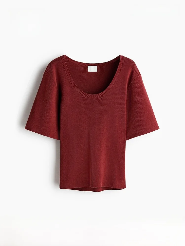 

H&M Summer New Women's Knitted Tee Slim Fit Regular Thickness Cotton Acrylic Blend Sleeveless Crew Neck T-Shirt