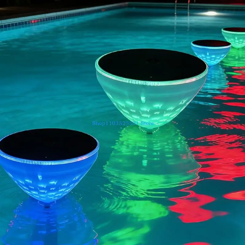 Solar Operated Floating Pool Lights Colorful Waterproof LED Pond Lighting 400D