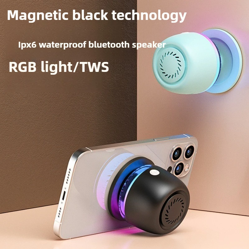 

Bluetooth Speaker IPX6 Waterproof Magnetic Phone Stand Audio Mini Subwoofer