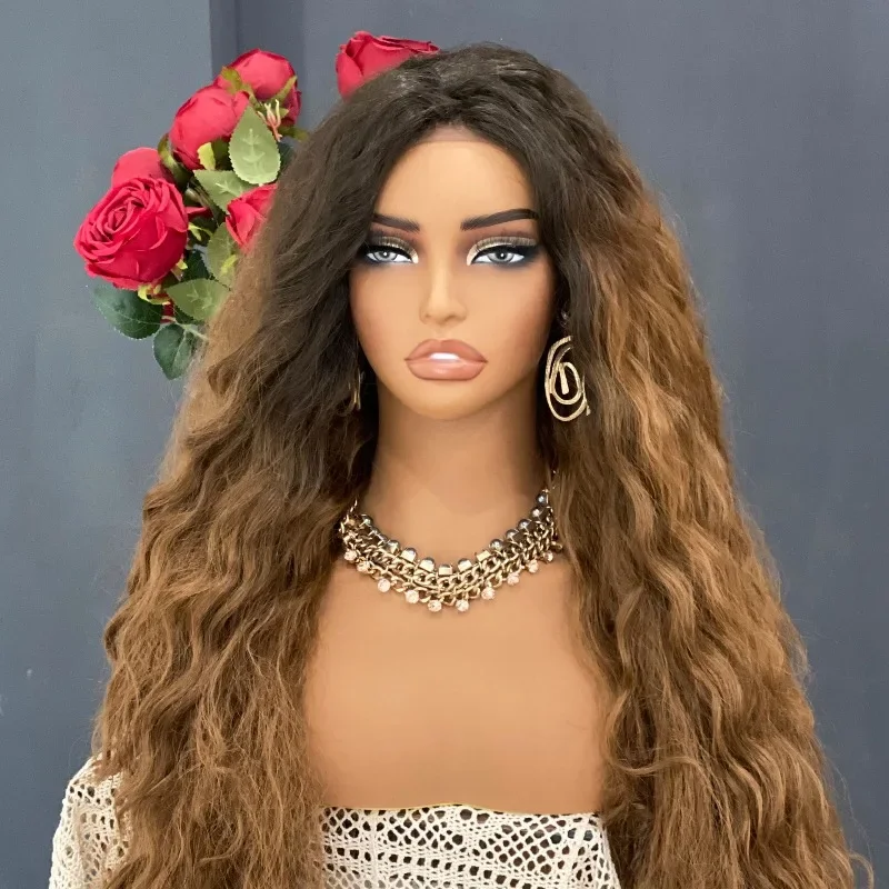 Skin tone model head, double shoulder dummy model head, wig, earrings, display, simulated female head model.