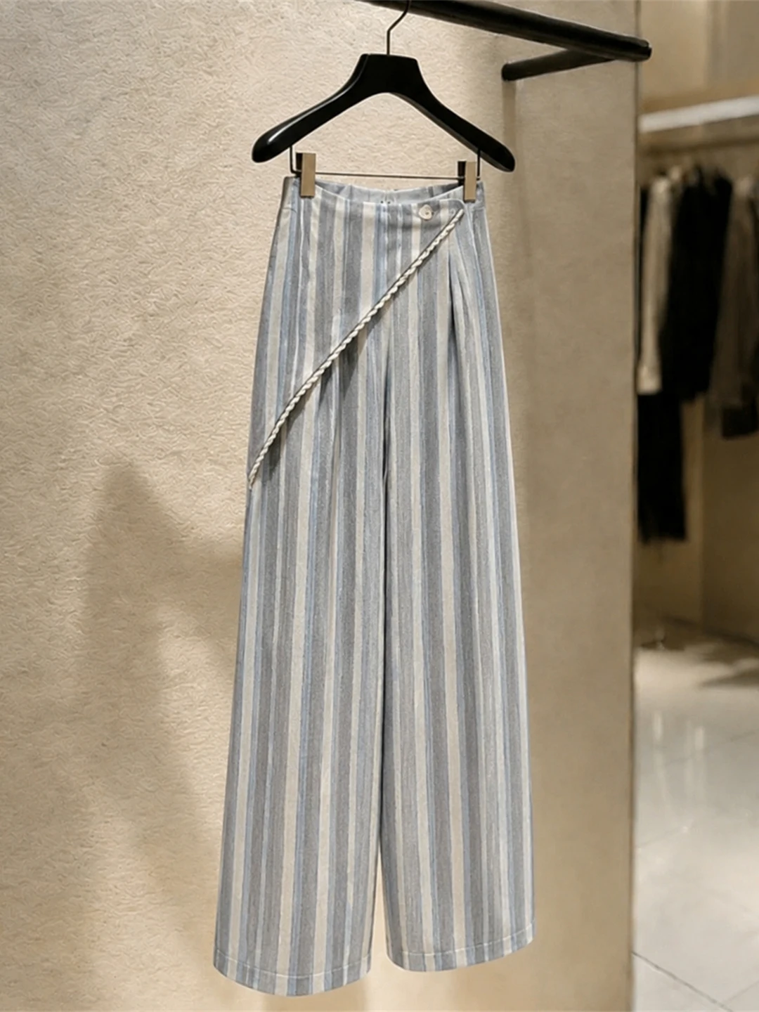 

Unique Color Block Design High Waist Wide Leg Pants Striped Casual Women's Summer 2026 Fashion Commute Style Straight Cut