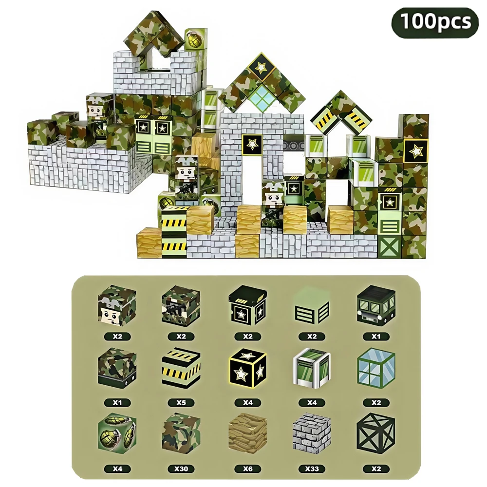 Kreative Militär Thema Magnetische Bausteine Ziegel Berühmte Szene Welt Modell Set DIY Kinder Bildung Montage Spielzeug Jungen Geschenke