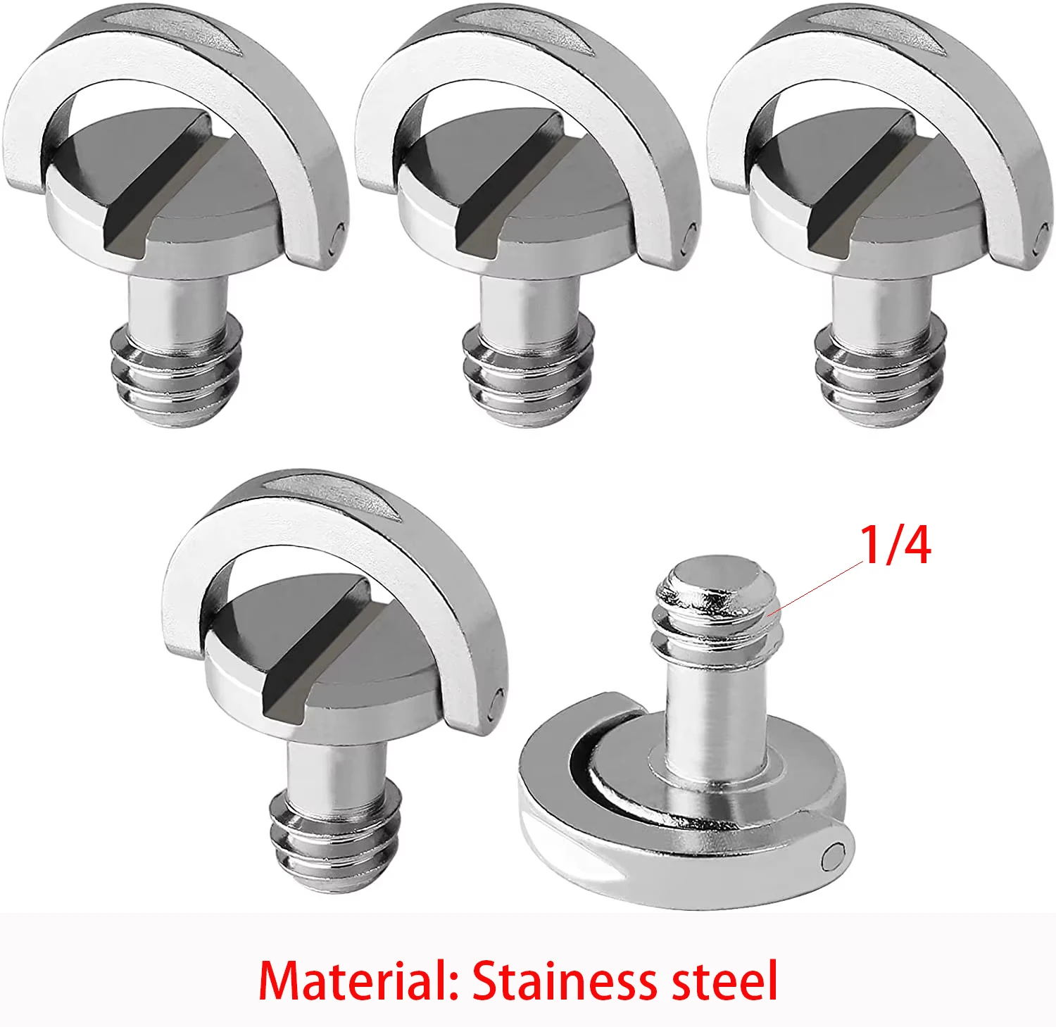 

5x 1/4 Camera Screws, D-Ring Hinged Screw Quick Release Plate Camera Fixing Screw D Shaft for Tripod Mounting, Monopod, 1/4-20