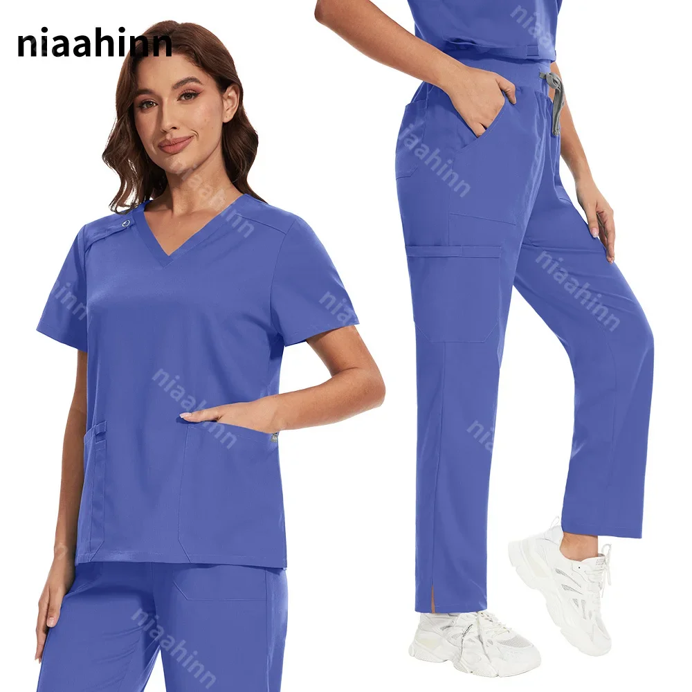 

Niaahinn Multicolor Hospital Doctor Workwear Unisex Short Sleeved Pharmacy Nurse Uniform Oral Dental Surgery Uniform Medical Set