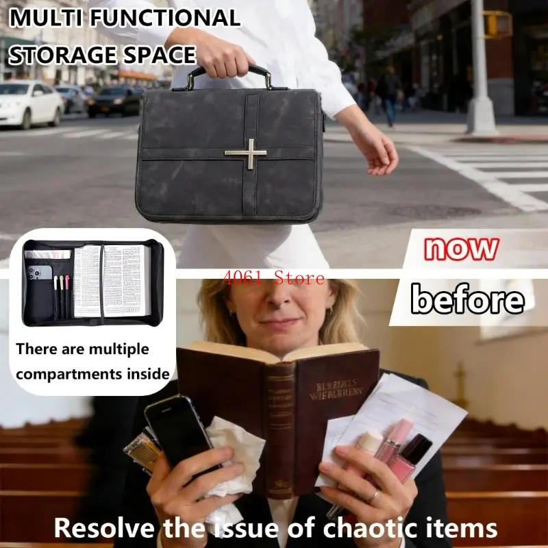 

Retro brown leather Bible cover, elegant Chiasm for waterproof Suitable as a Christian gift or birthday present.