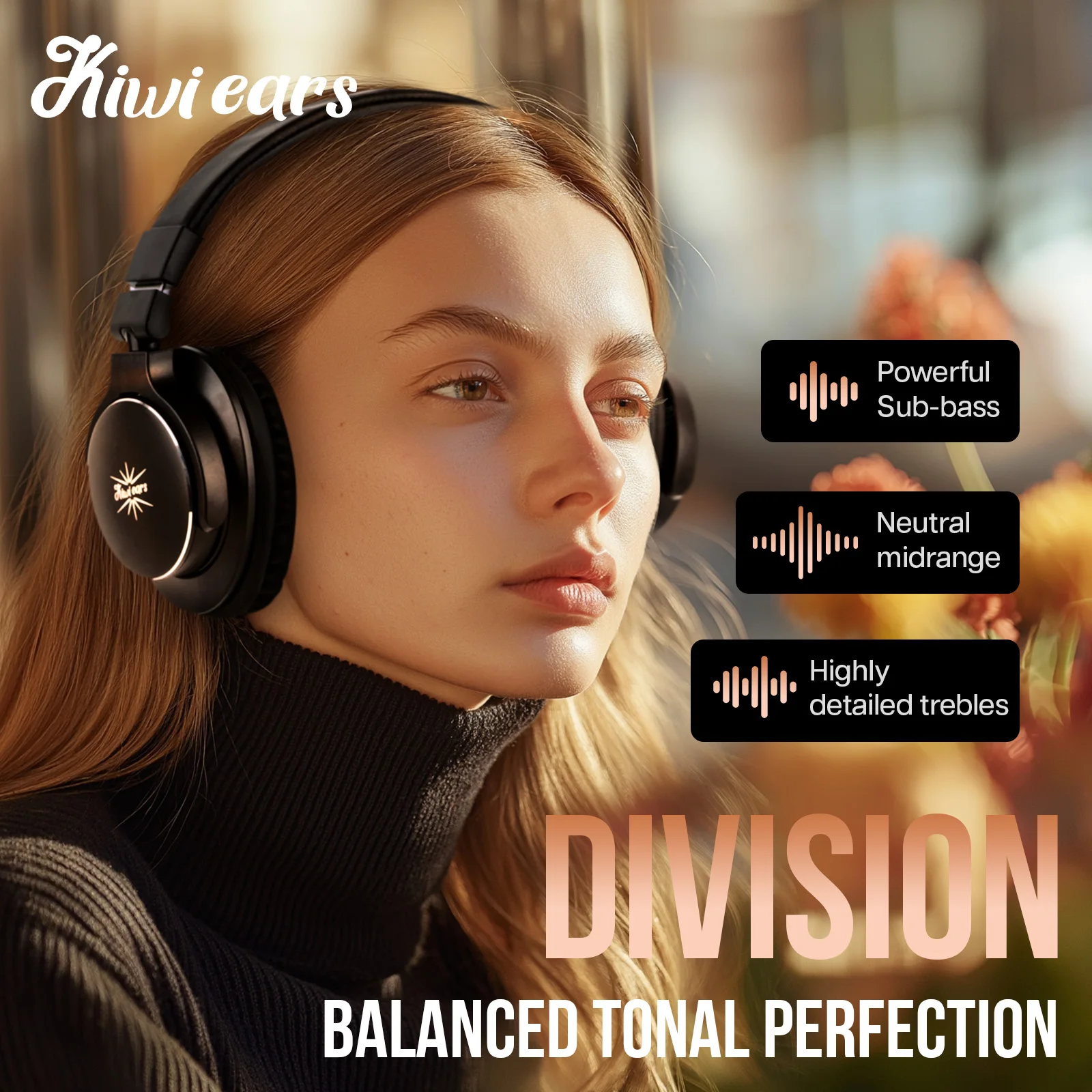 Kiwi Ears Division Dynamic Driver Monitor/DJ Headphones Wired Headphones with Professional Tonal Balance