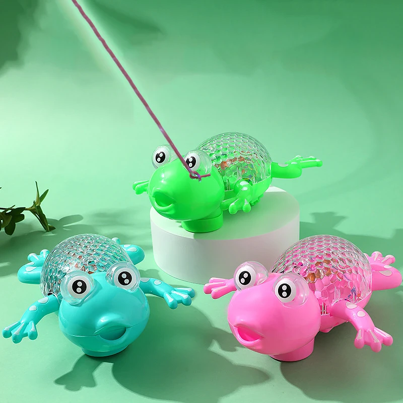 

Kids Electric Pull Rope Cartoon Cute Crawling Little Frog Toys Creative Fun Light-emitting With Music Electric Doll Kids Gifts