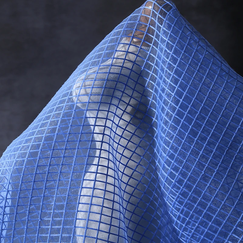 

50x140cm Texture Organza Mesh Plaid Fabric Hard Mesh Grid Design Fabric For Diy Sewing Dress Apparel Stage Costume Material