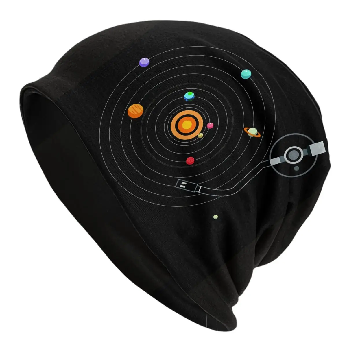 Bonnet Hats Music Men Thin Skullies Beanies Hat Our Solar System Is A Vinyl Cap Design Caps