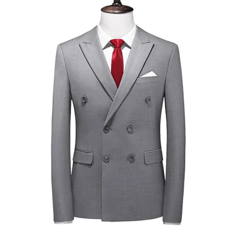 

2026 Brand Fashion Men Double Breasted Tuxedo Business Suit/Male Slim Fit Korean Casual Clothing/Men's Casual Jacket Blazers