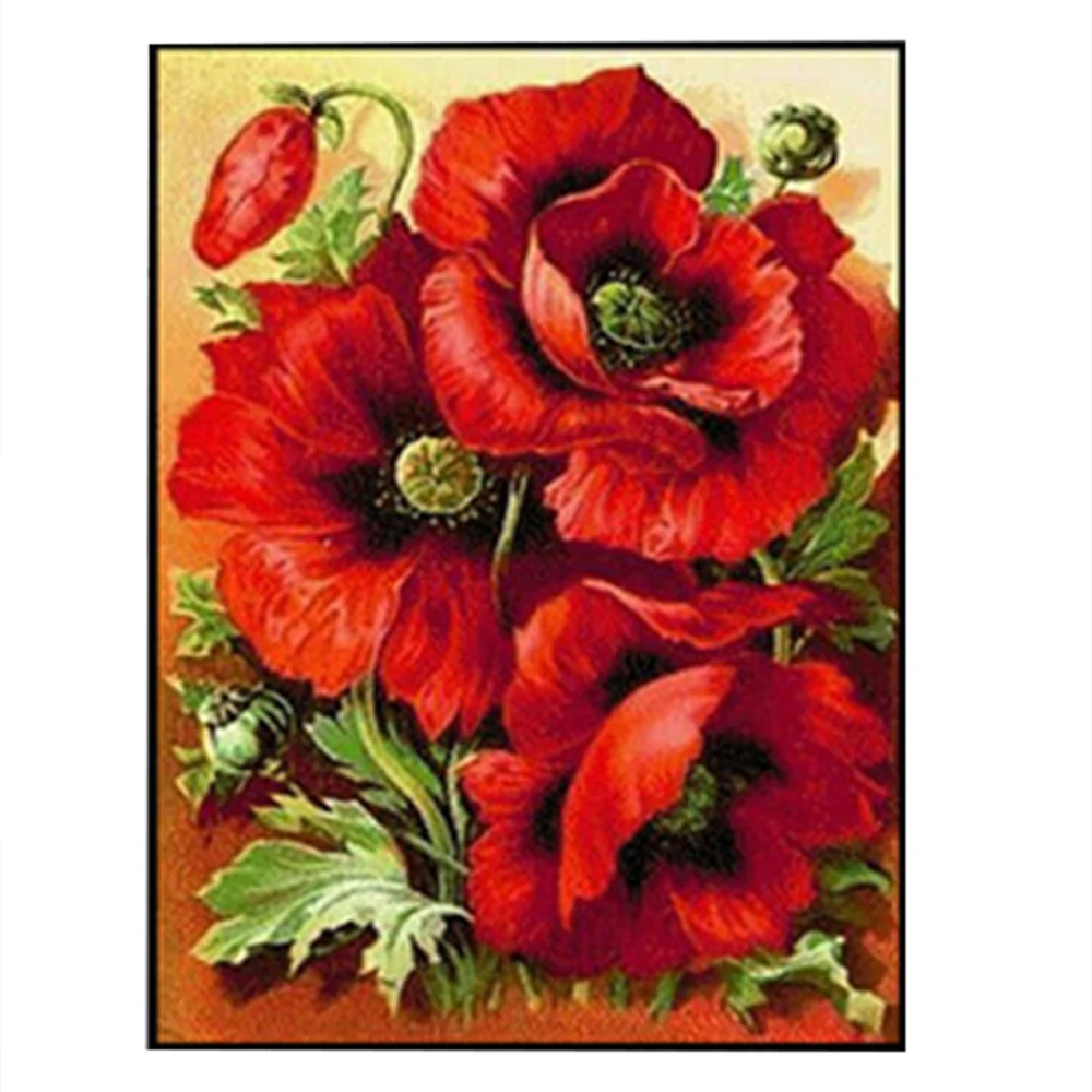 Flower Diamond Painting Cross Stitch DIY Needlework Diamond Embroidery Kits Home Decor 35x25cm