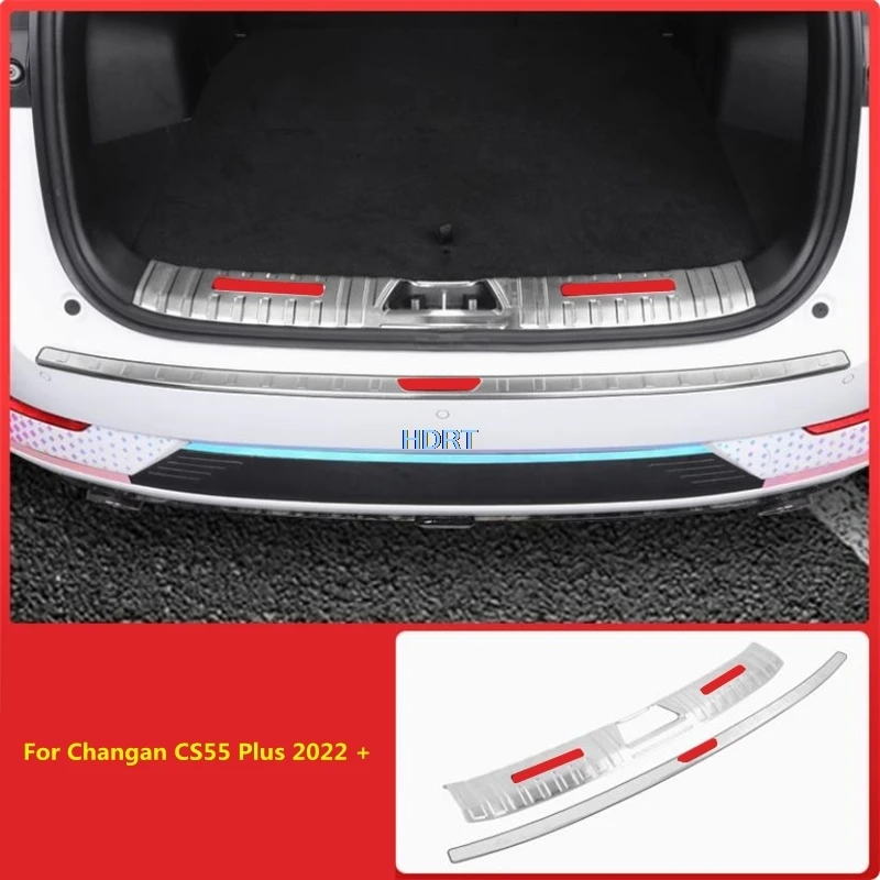 For Changan CS55 Plus 2022 + Car Styling Rear Bumper Plate Protector Decoration Accessories Trim Sticker Trunk Guard Boot Cover