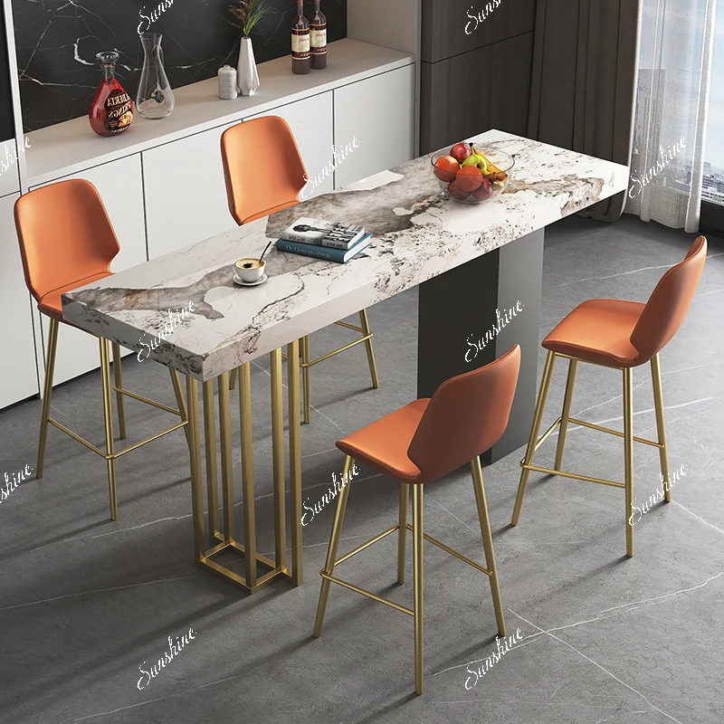 Living room, rock slab bar table, integrated, home high feet, simple and high-end sense