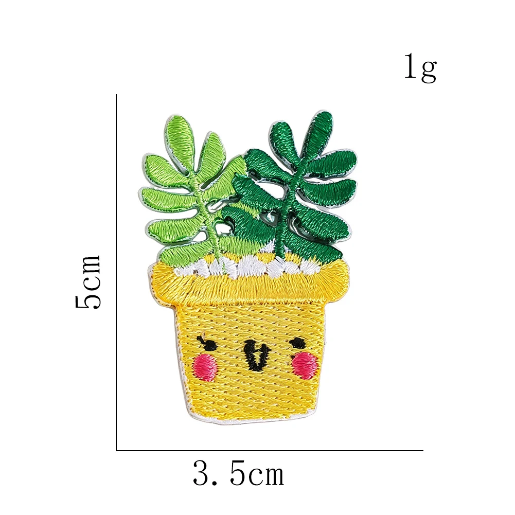 Niedlicher Kaktus-Stickerei-Aufnäher zum Aufbügeln oder Aufnähen, Topfpflanze mit Gesicht für Kapuzenpullover, Rucksäcke, Kawaii-Stil, Geschenk für Freundinnen – Detail 9