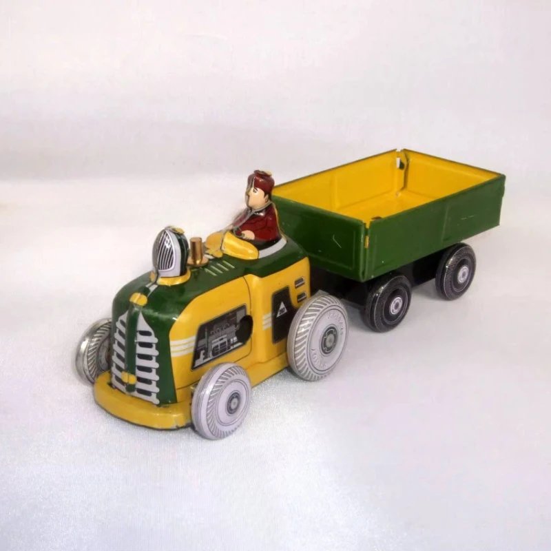 

Clockwork Toy Collection Retro Wind Up Toy Metal Tin Farmer on Farm Tractor Car Mechanical Figures Kids Baby Brithday Gift