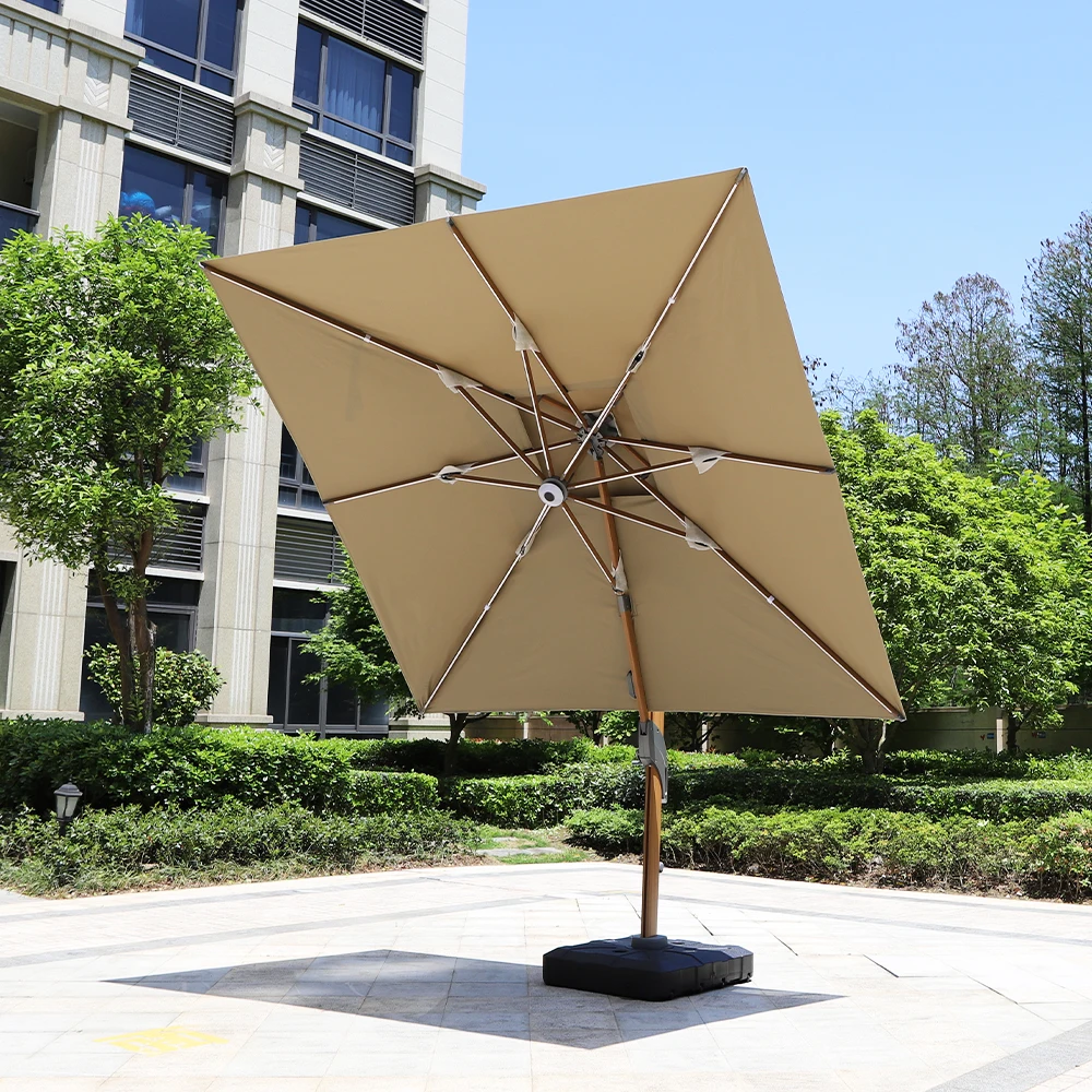 Patio Umbrella Outdoor Large Square Double Top Heavy Duty Windproof Offset Umbrella With 360-degree Rotation