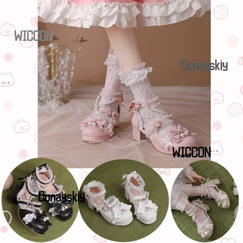 

kawaii lolita jirai kei cosplay thick heeled sandals lolita princess shoes exquisite cosplay accession costumes Halloween summer